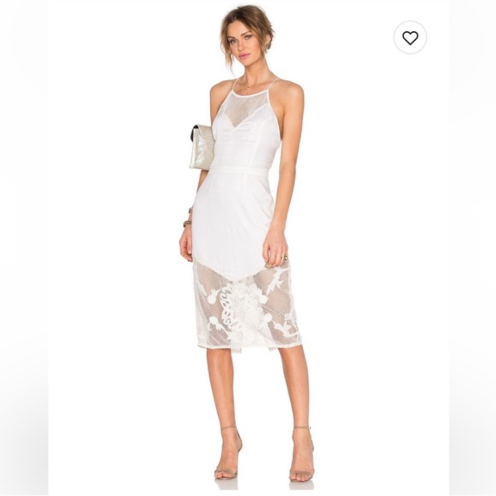 Lovers and Friends Elegant White Lace Mermaid Beach Midi Dress Size Small